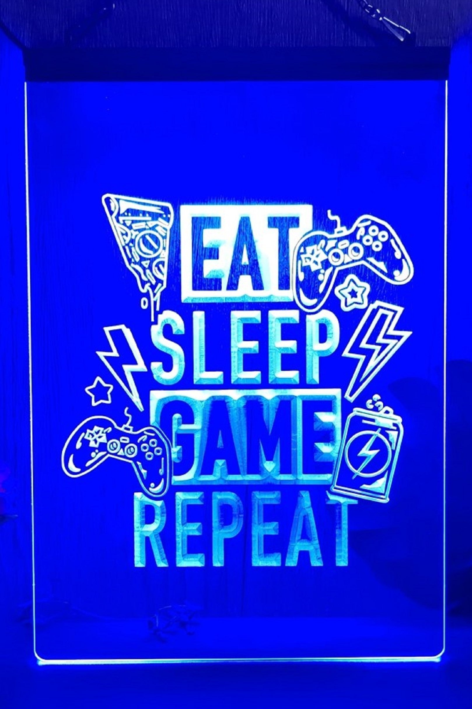 Eat Sleep Game Repeat Led Neon Light Sign Home Game Room Man Cave Arcade Shop Decor