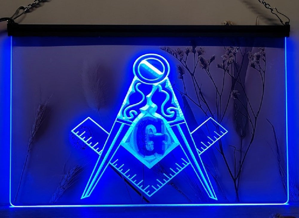 Freemason Masonic Led Neon Sign Wall Hanging Or Desktop Decor