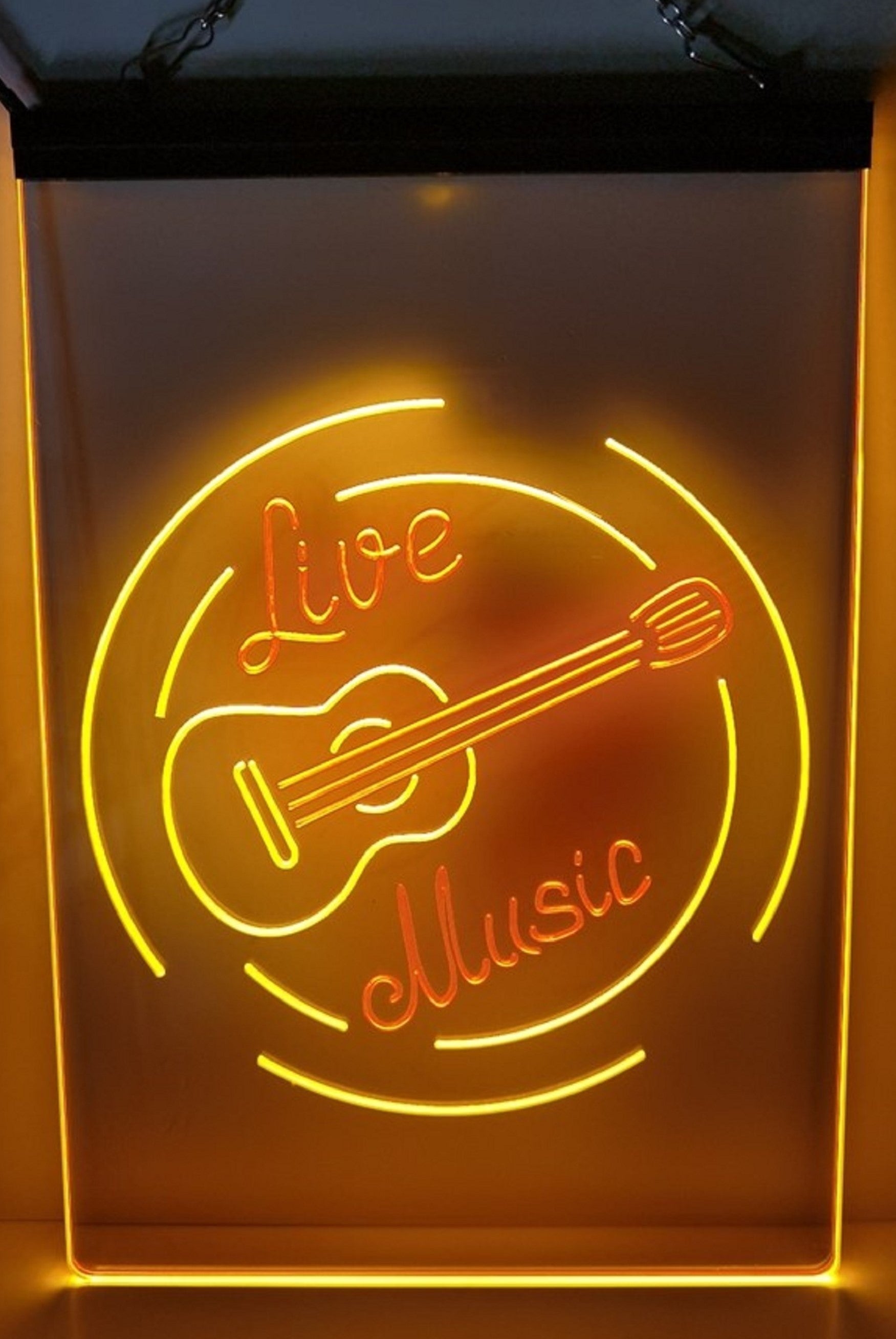Live Music Guitar Led Neon Sign Dual Color Home Music Room Studio Guitar Shop Decor