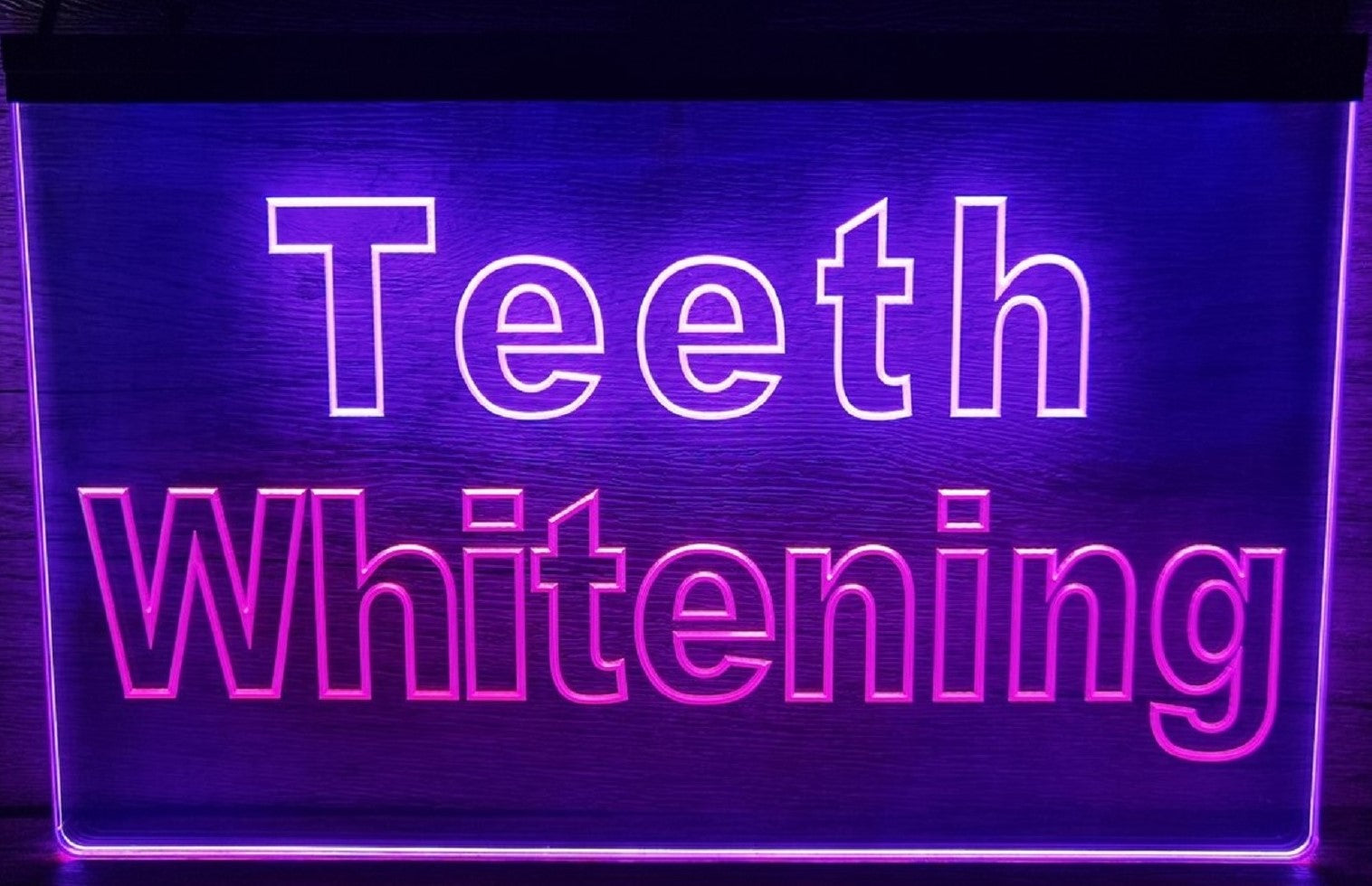 Teeth Whitening Led Neon Sign Dual Color Dental Clinic Decor Wall Hanging OR Desktop