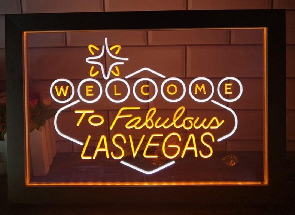 Welcome To Fabulous Las vegas Led Neon Sign Framed Wall Or Desktop Decor