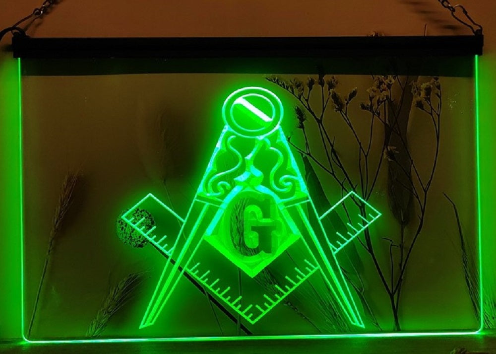 Freemason Masonic Led Neon Sign Wall Hanging Or Desktop Decor