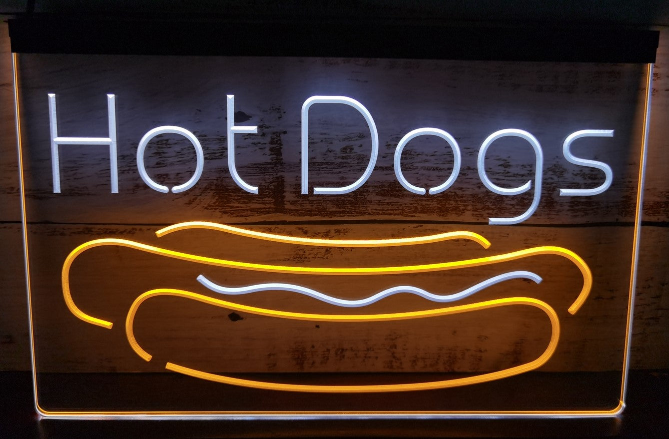 Hot Dogs Led Neon Sign Dual Color Burger Hot Dog Restaurant Decor