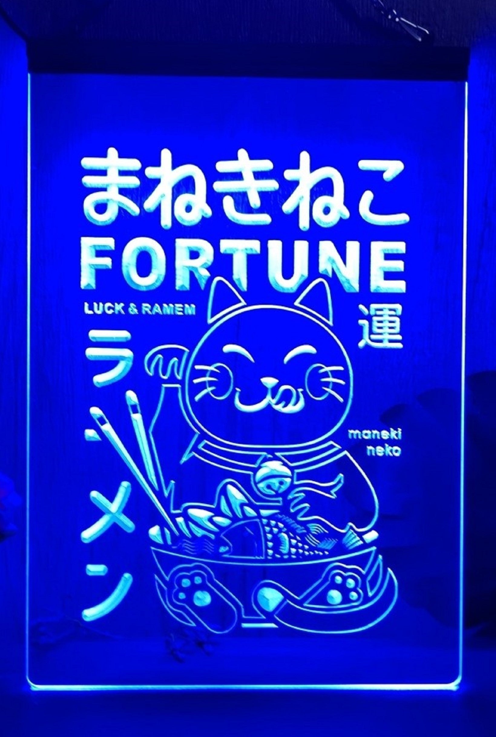Fortune Lucky Cat Maneki Neko Led Neon Sign Home Office Wall OR Desktop Decor