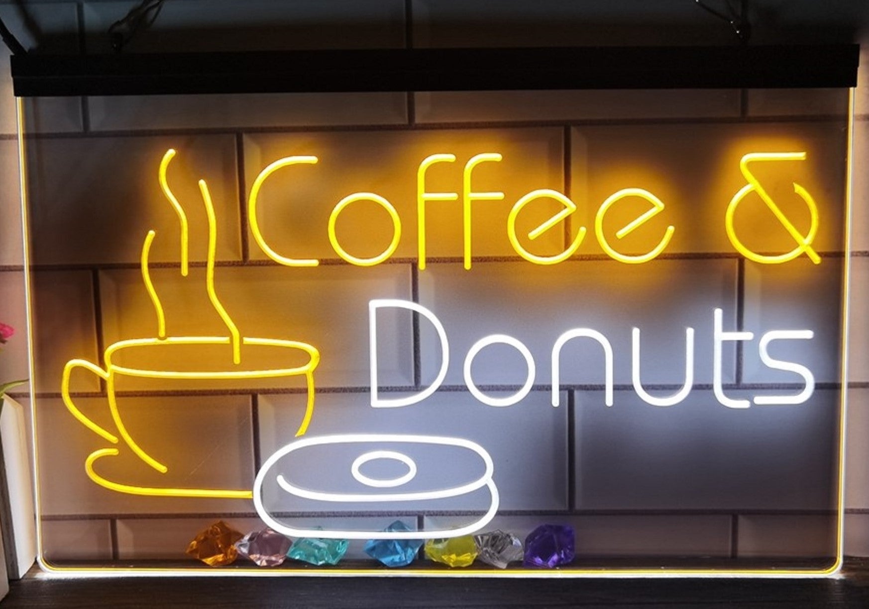 Coffee & Donuts Led Neon Sign Dual Color Home Coffee Shop Decor