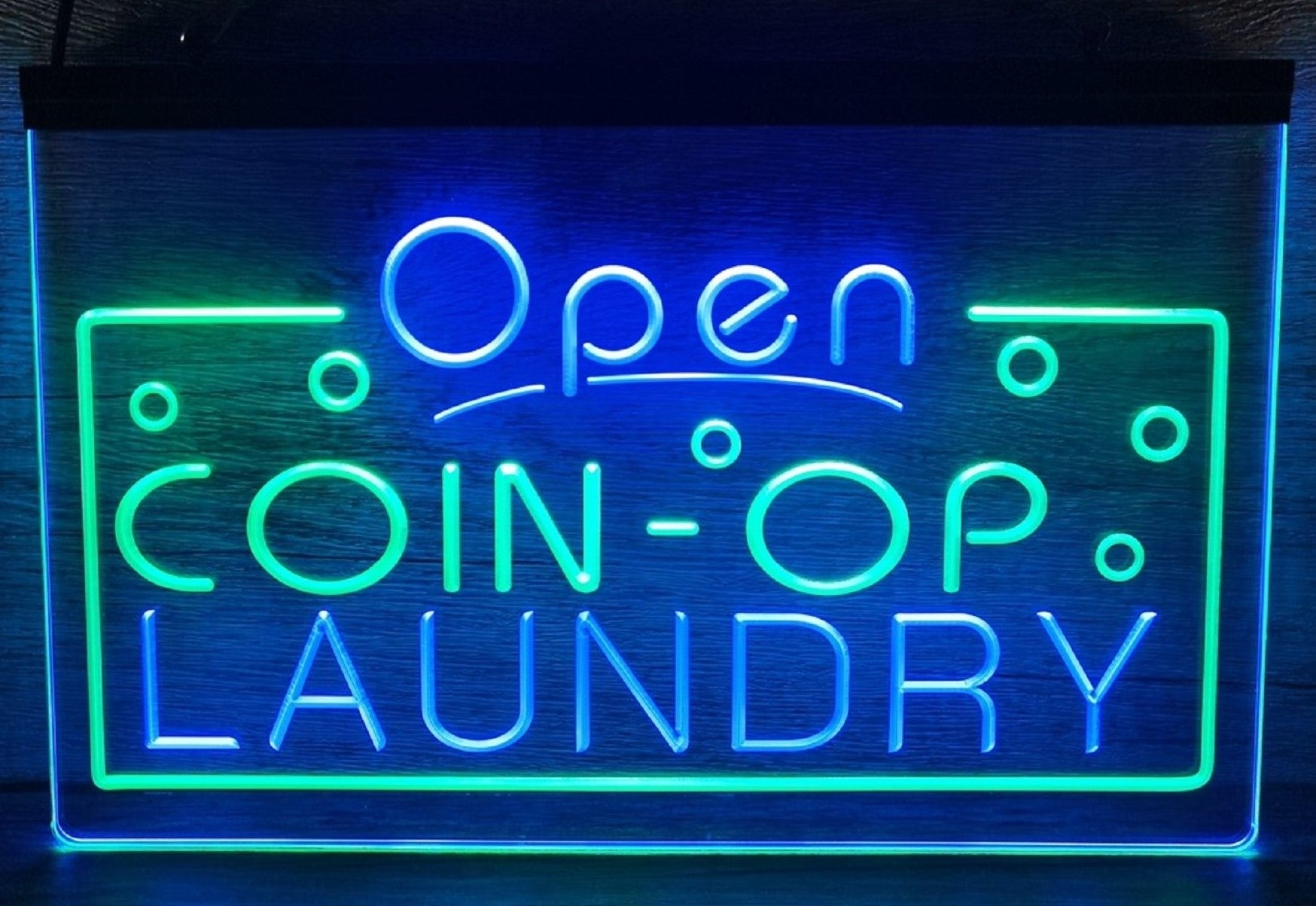 Coin-Op Laundry Led Neon Sign Dual Color Laundromat Shop Decor Wall Or Desktop
