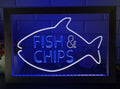 Fish & Chips Open Led Neon Sign Framed Home Kitchen Fish Restaurant Decor