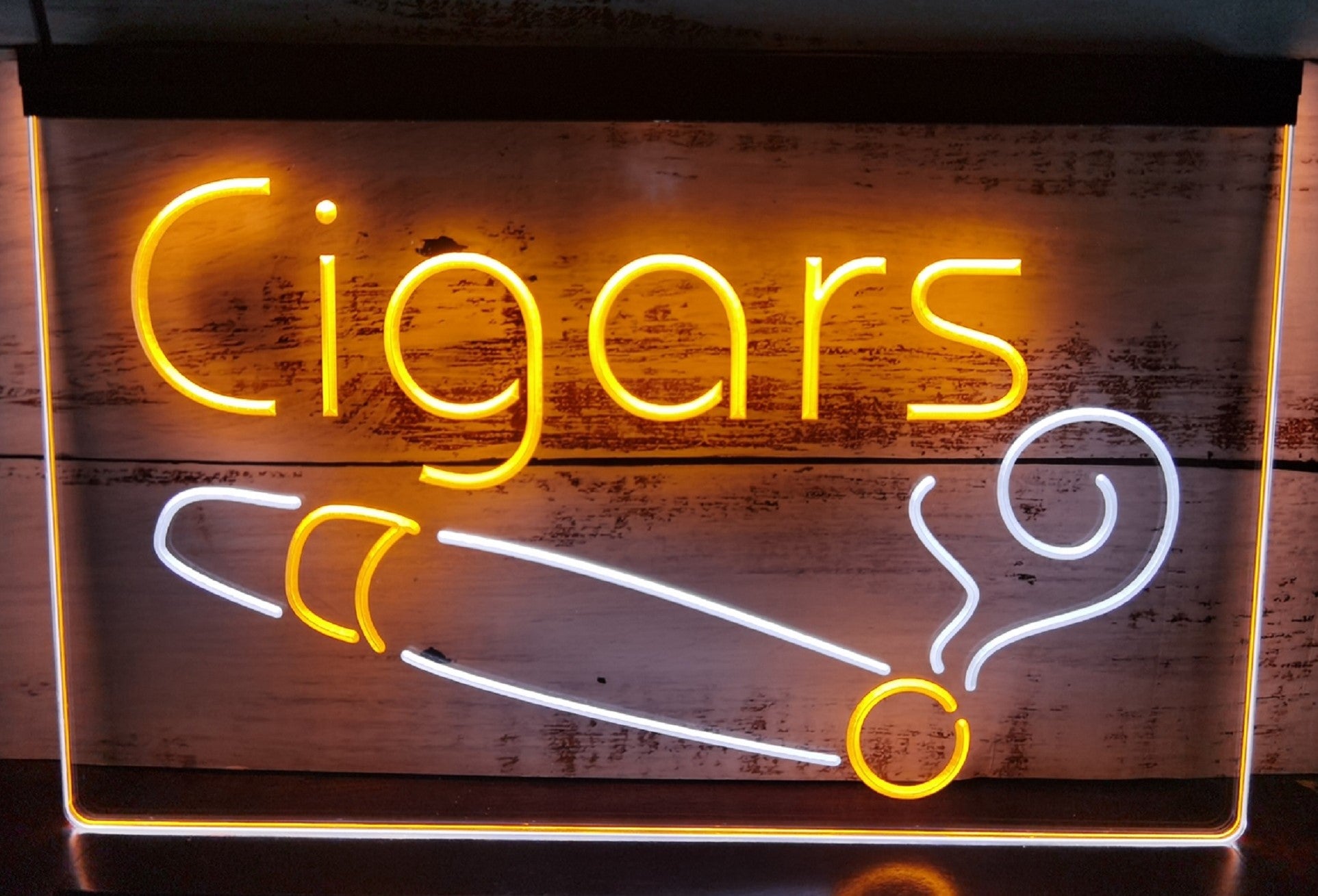 Cigars Led Neon Sign Dual Color Cigar Lounge Tobacco Smoke Shop Decor