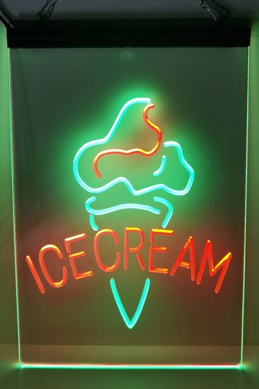 Ice Cream Cone Led Neon Sign Dual Color Ice Cream Smoothie Slushie Store Decor