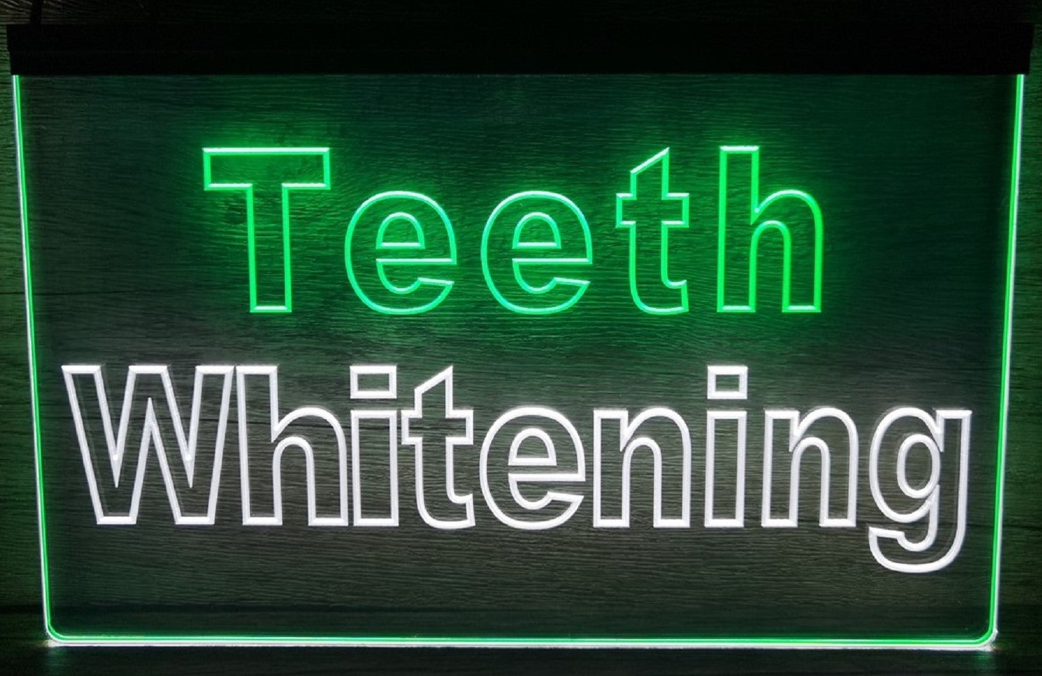 Teeth Whitening Led Neon Sign Dual Color Dental Clinic Decor Wall Hanging OR Desktop