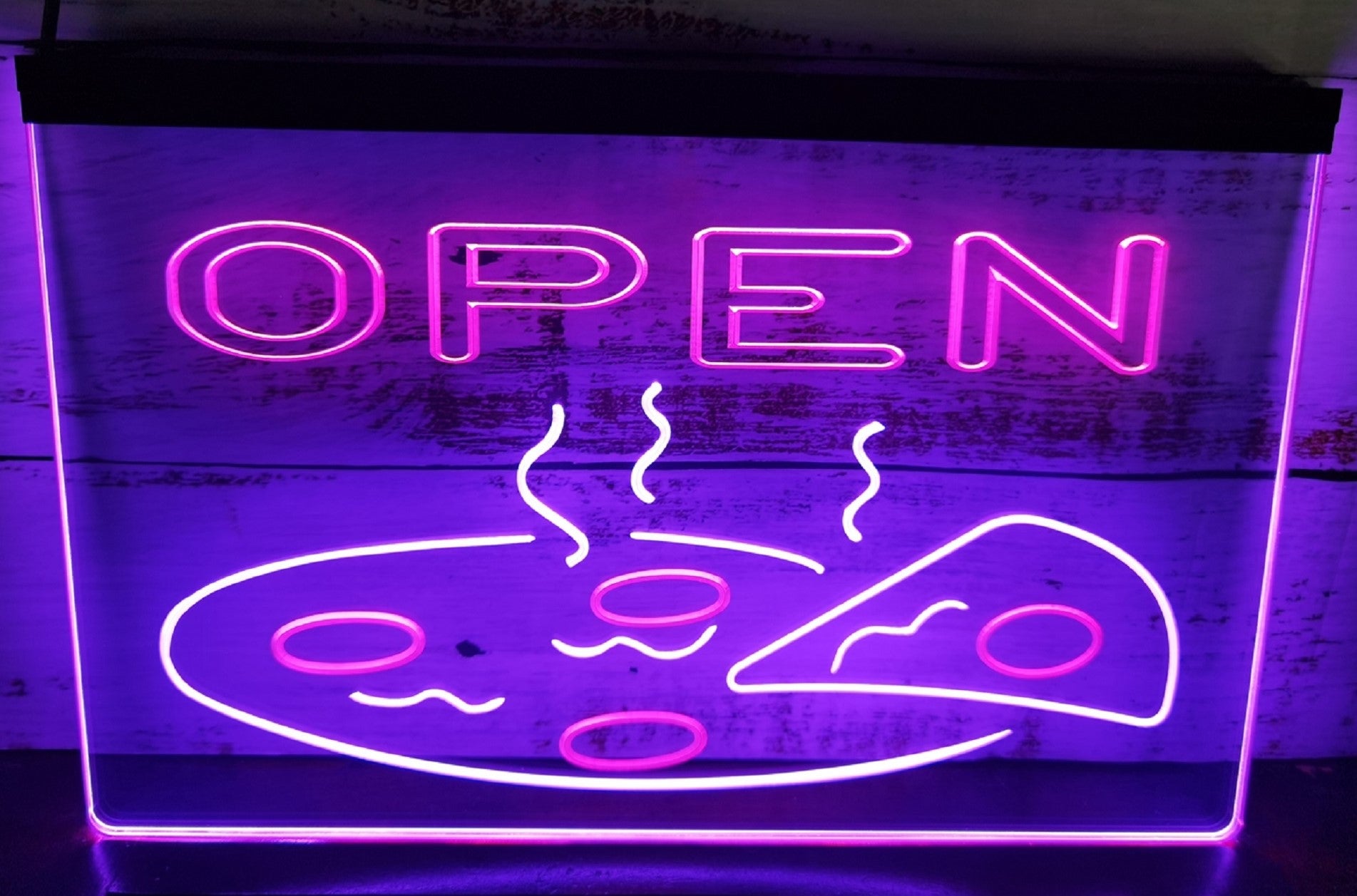Open Hot Pizza Led Neon Sign Dual Color Pizzeria Restaurant Wall Hanging Decor