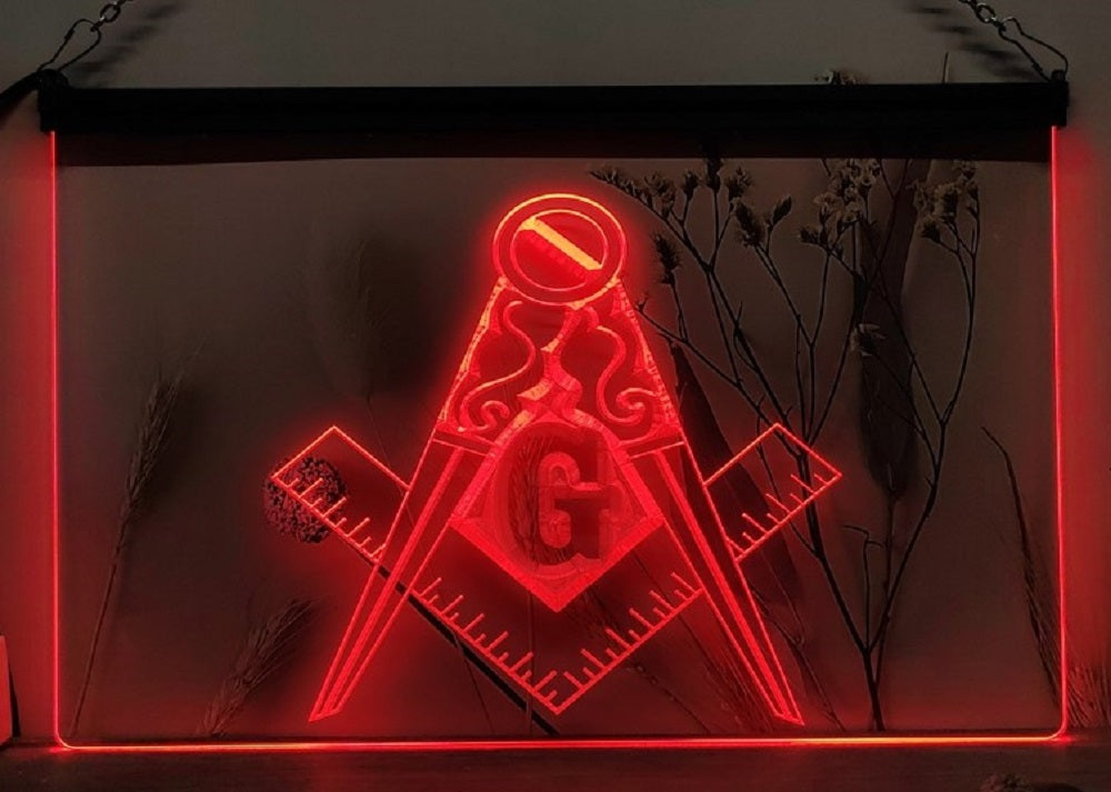 Freemason Masonic Led Neon Sign Wall Hanging Or Desktop Decor