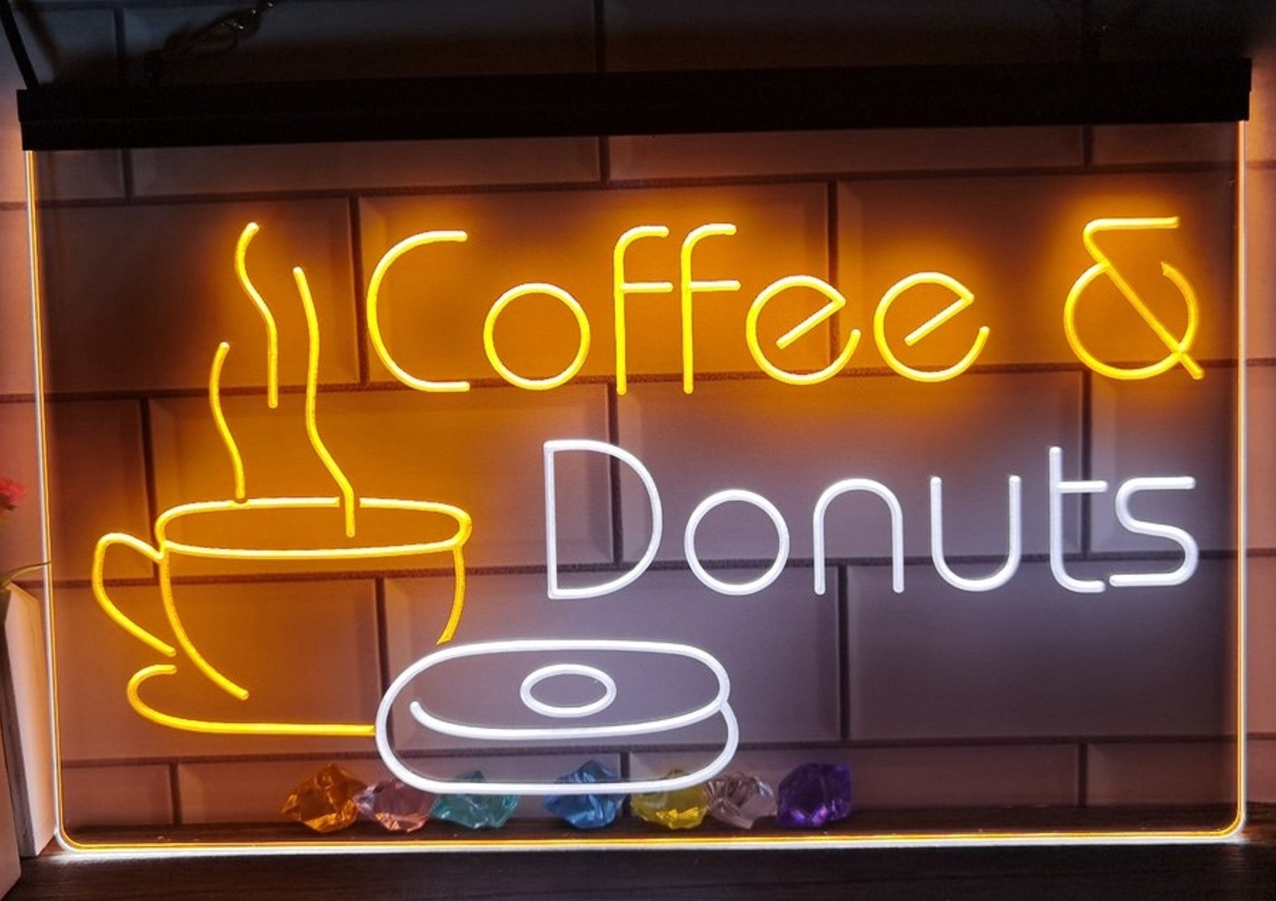 Coffee & Donuts Led Neon Sign Dual Color Home Coffee Shop Decor