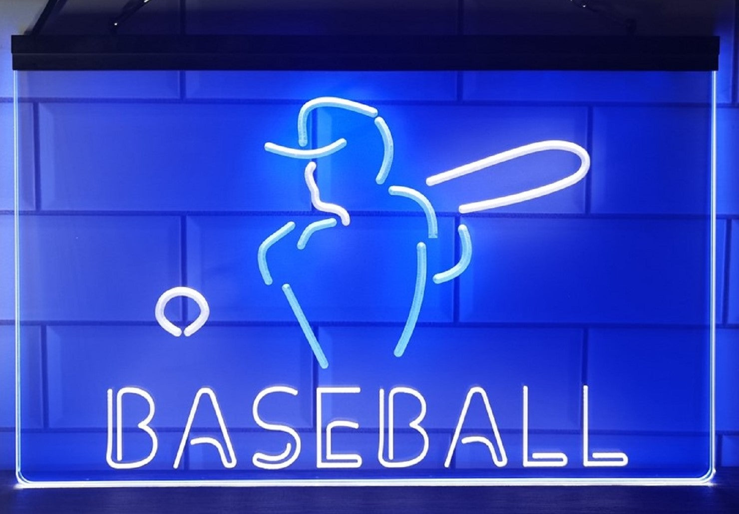 Baseball Led Neon Sign Dual Color Wall Hanging Or Desktop Decor
