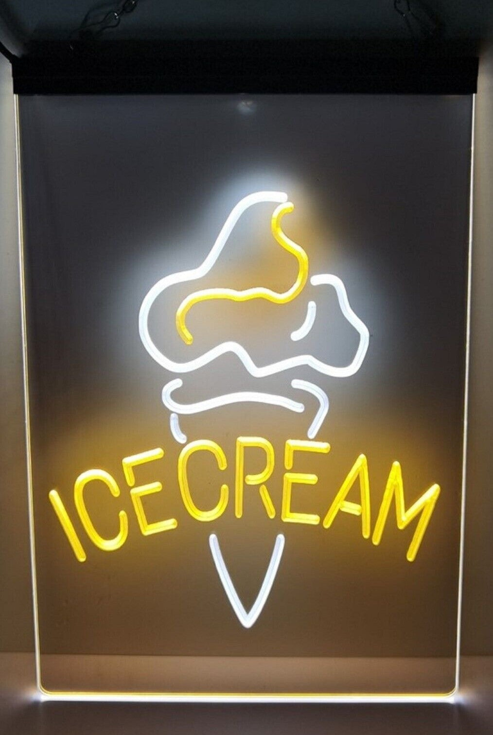 Ice Cream Cone Led Neon Sign Dual Color Ice Cream Smoothie Slushie Store Decor