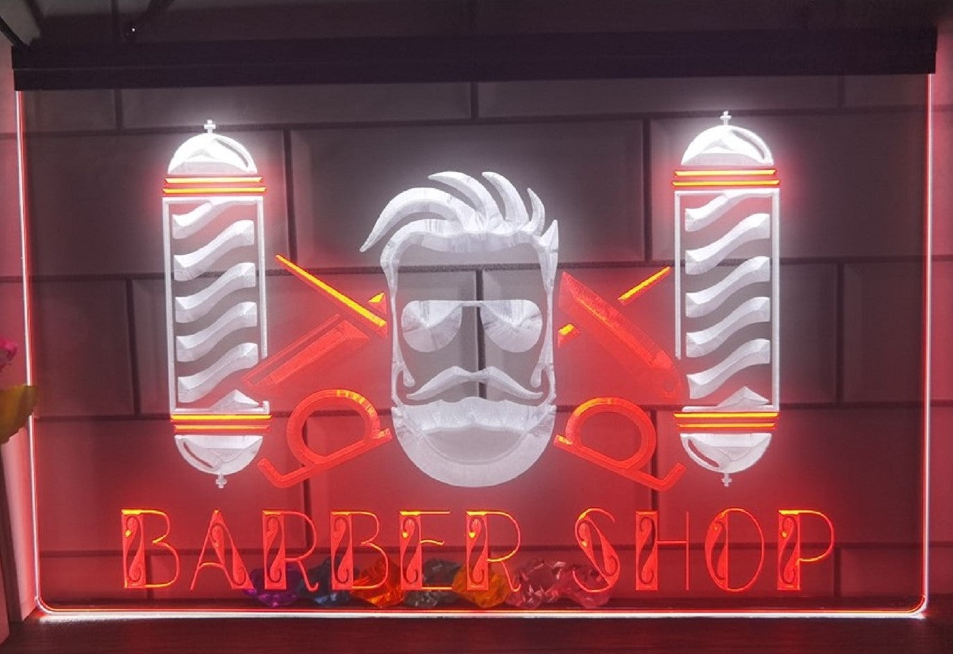 Barber Shop Pole Led Neon Sign Dual Color Haircut Salon Barber Shop Decor