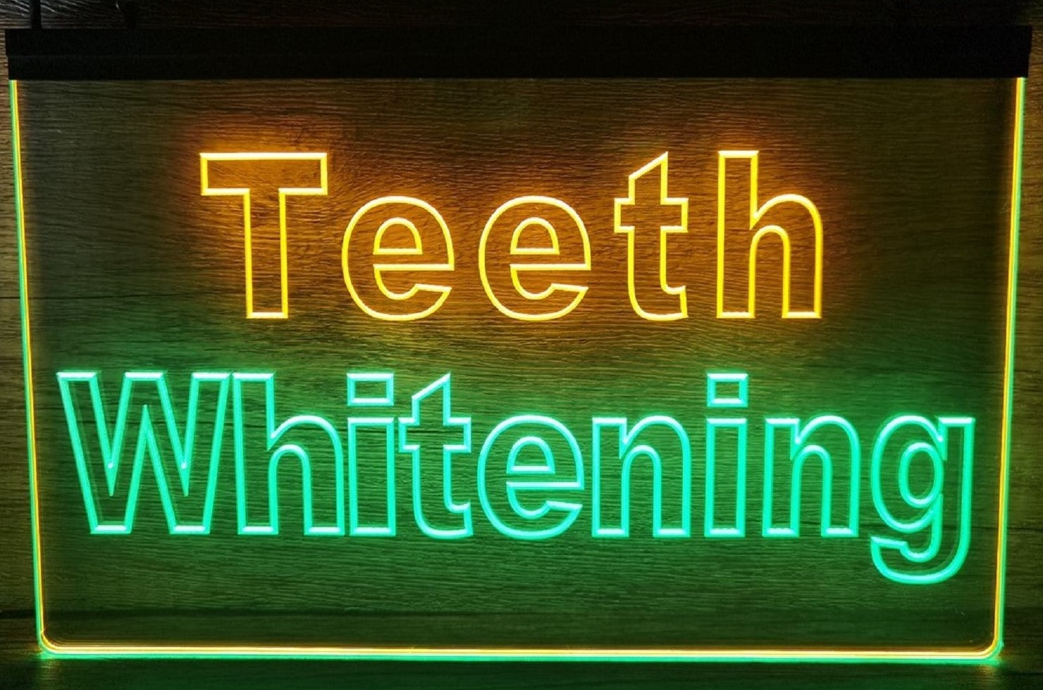 Teeth Whitening Led Neon Sign Dual Color Dental Clinic Decor Wall Hanging OR Desktop