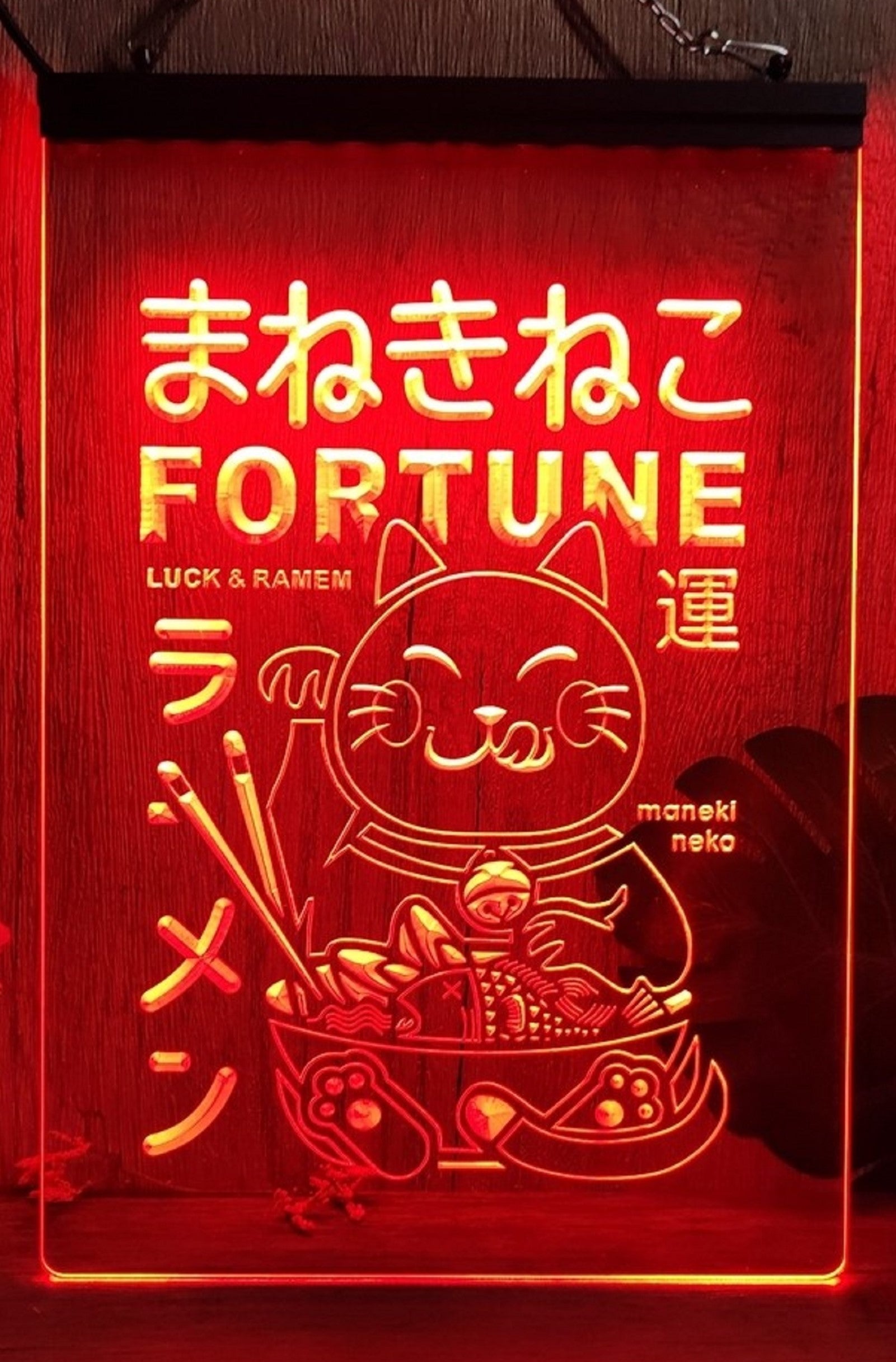 Fortune Lucky Cat Maneki Neko Led Neon Sign Home Office Wall OR Desktop Decor