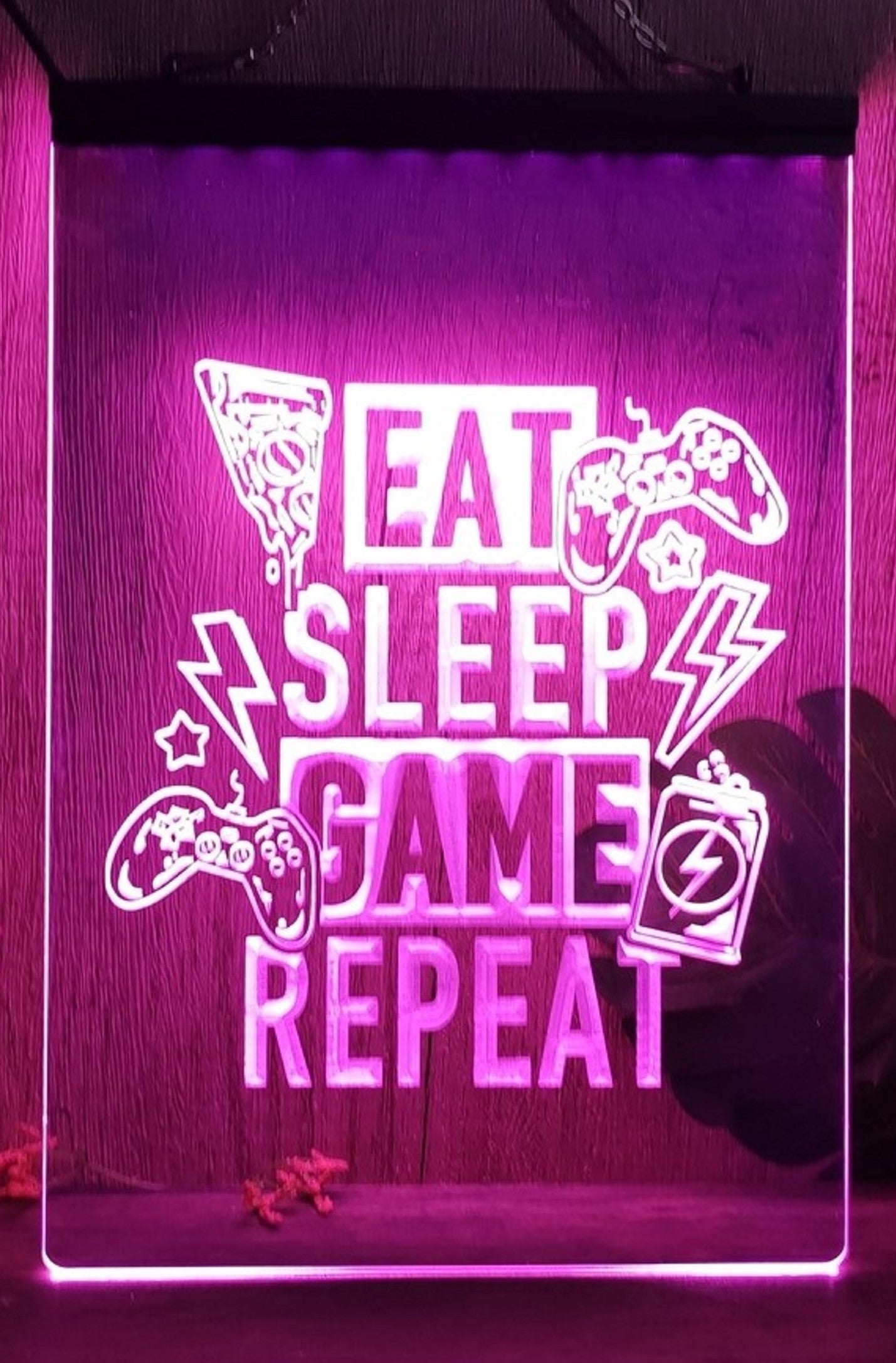 Eat Sleep Game Repeat Led Neon Light Sign Home Game Room Man Cave Arcade Shop Decor