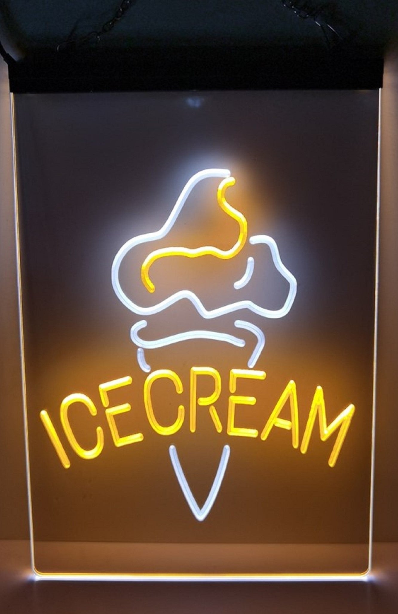Ice Cream Cone Led Neon Sign Dual Color Ice Cream Smoothie Slushie Store Decor