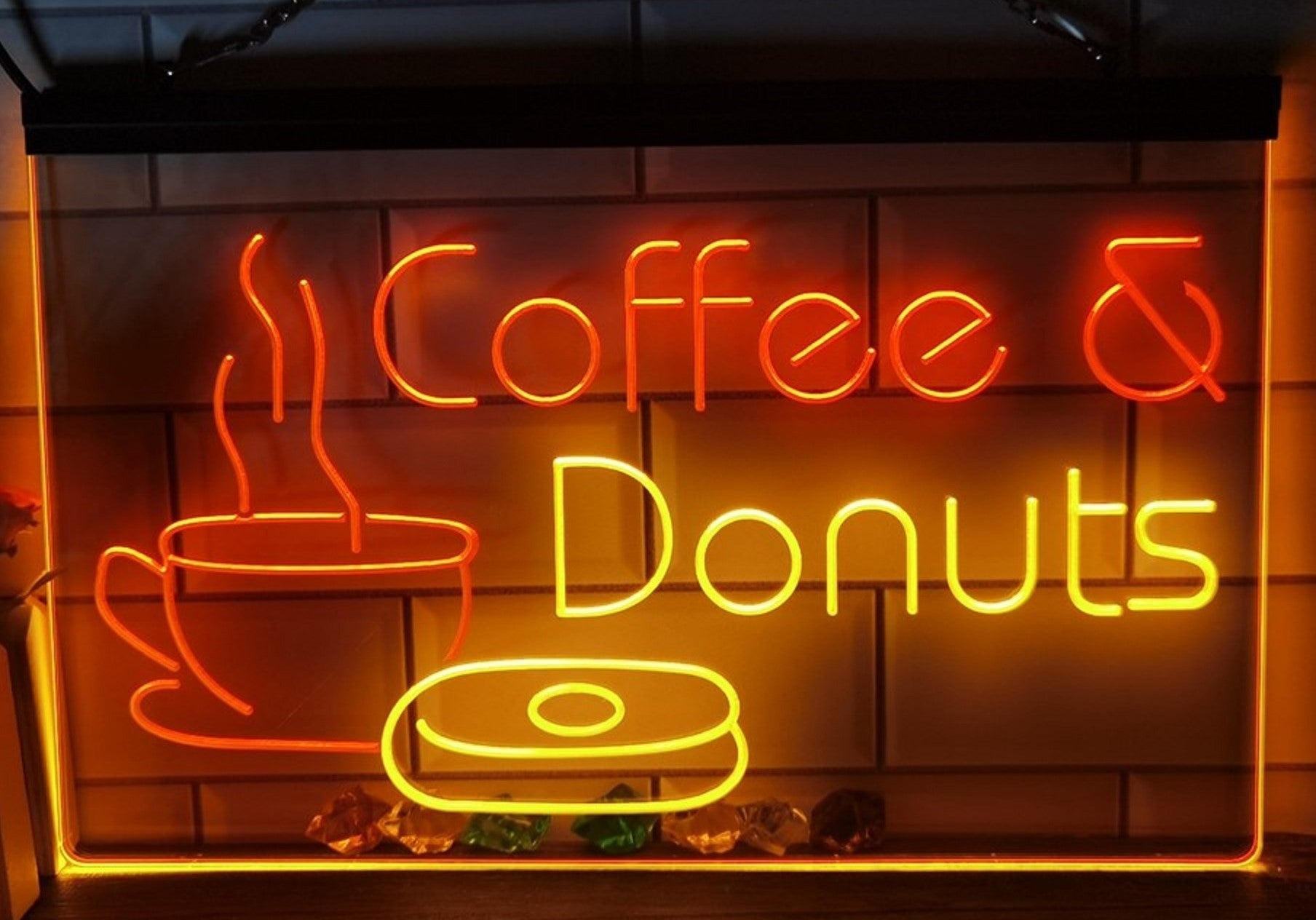 Coffee & Donuts Led Neon Sign Dual Color Home Coffee Shop Decor