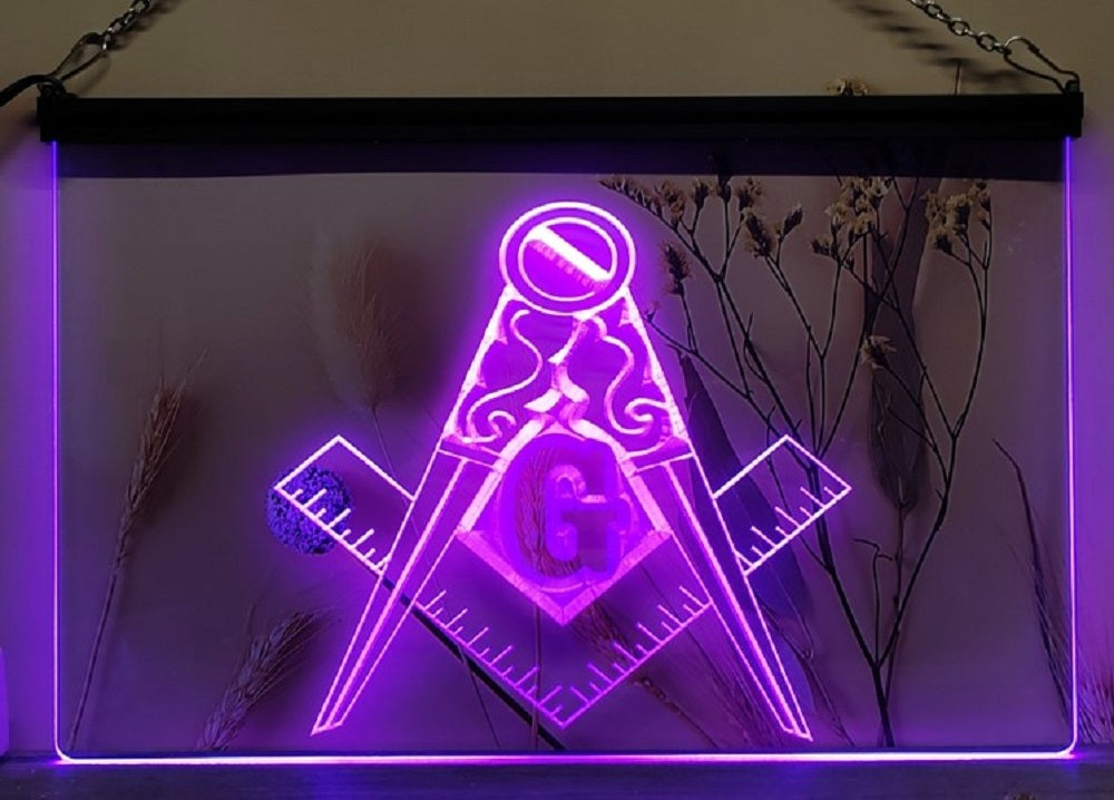 Freemason Masonic Led Neon Sign Wall Hanging Or Desktop Decor
