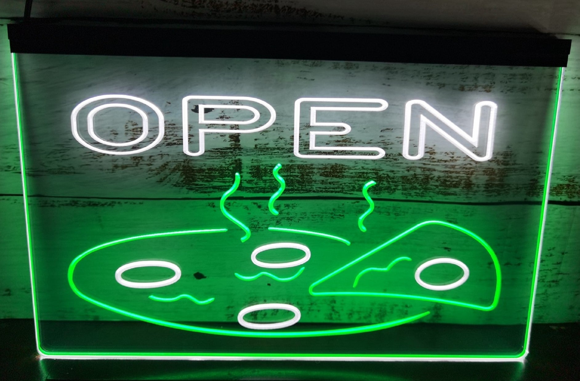 Open Hot Pizza Led Neon Sign Dual Color Pizzeria Restaurant Wall Hanging Decor