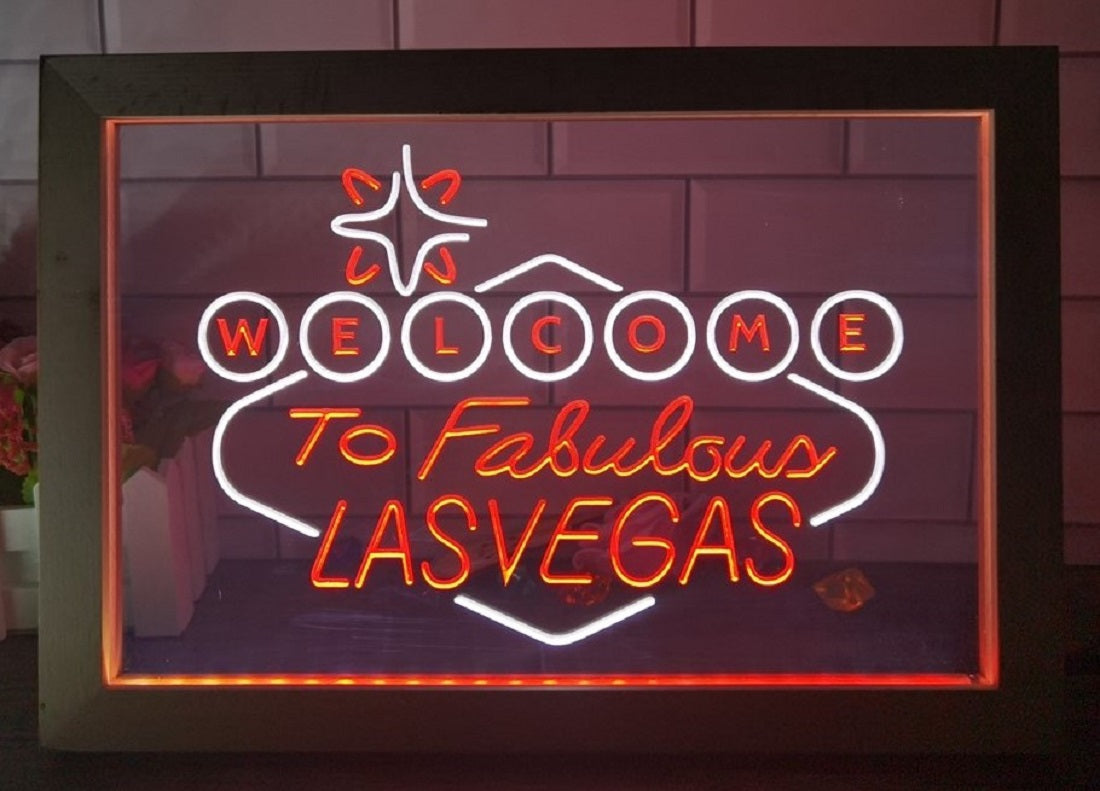 Welcome To Fabulous Las vegas Led Neon Sign Framed Wall Or Desktop Decor