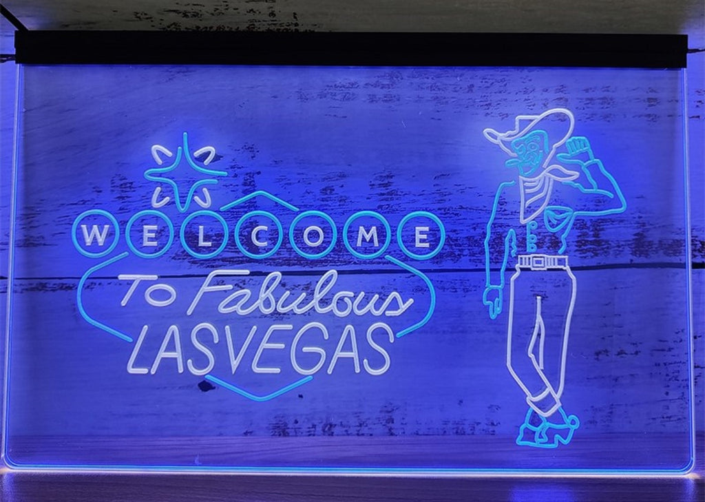 Cowboys Welcome To Fabulous Las vegas Led Neon Sign Dual Color
