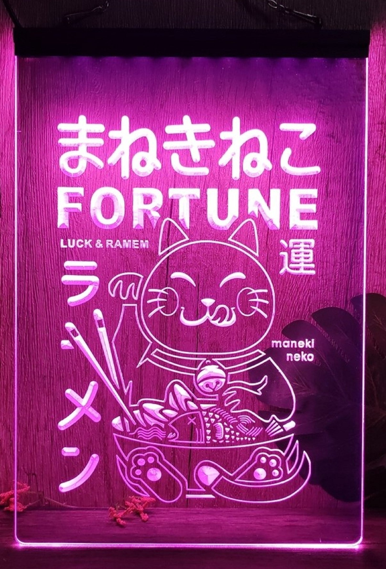 Fortune Lucky Cat Maneki Neko Led Neon Sign Home Office Wall OR Desktop Decor