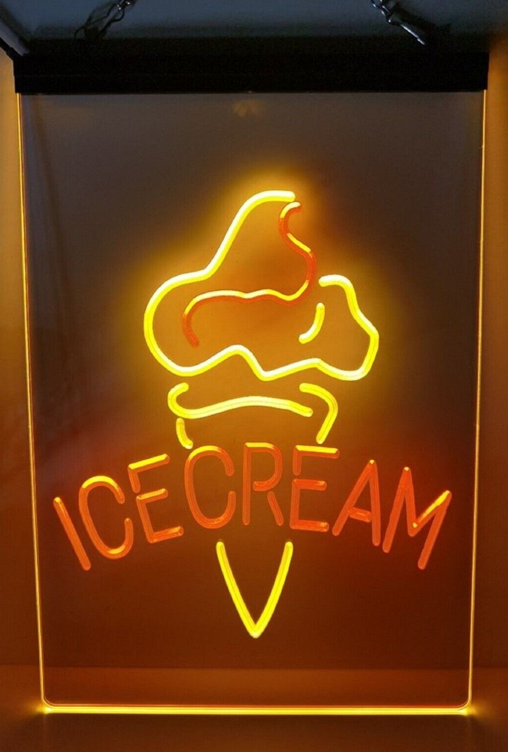 Ice Cream Cone Led Neon Sign Dual Color Ice Cream Smoothie Slushie Store Decor