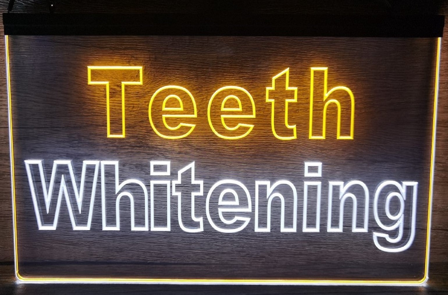 Teeth Whitening Led Neon Sign Dual Color Dental Clinic Decor Wall Hanging OR Desktop