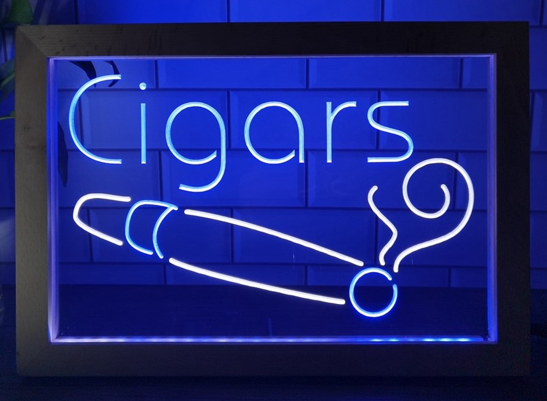 Cigars Led Neon Sign Framed Cigar Lounge Tobacco Smoke Shop Decor