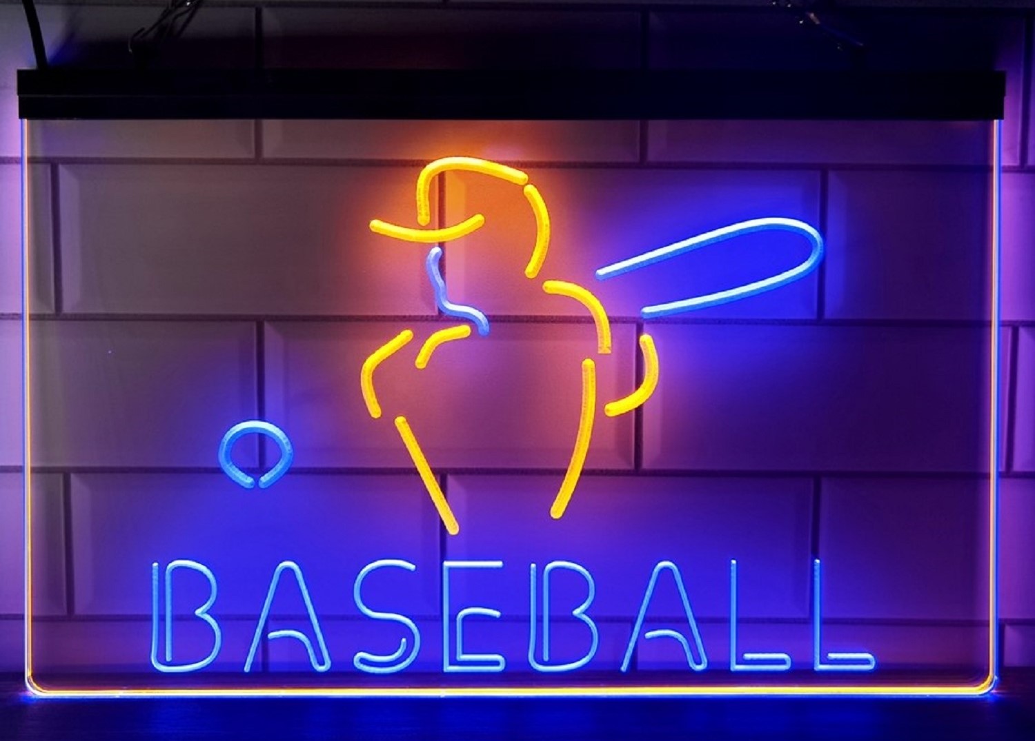 Baseball Led Neon Sign Dual Color Wall Hanging Or Desktop Decor