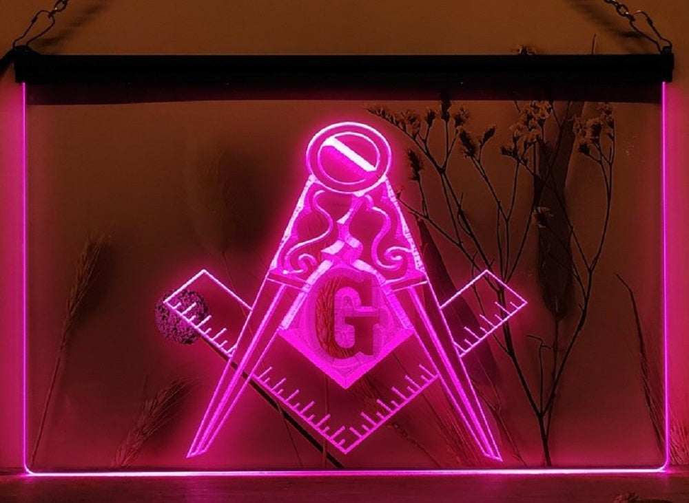Freemason Masonic Led Neon Sign Wall Hanging Or Desktop Decor