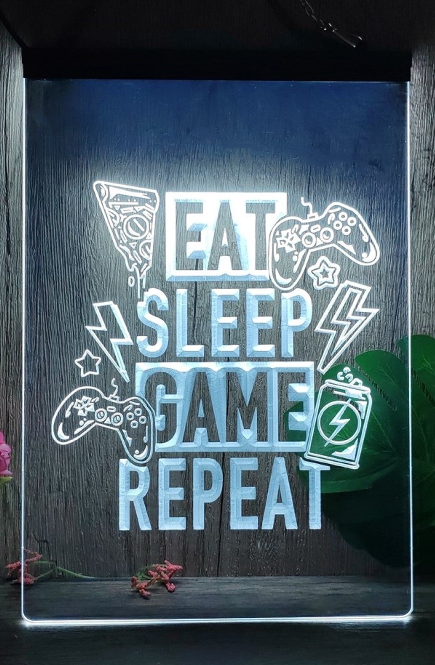 Eat Sleep Game Repeat Led Neon Light Sign Home Game Room Man Cave Arcade Shop Decor