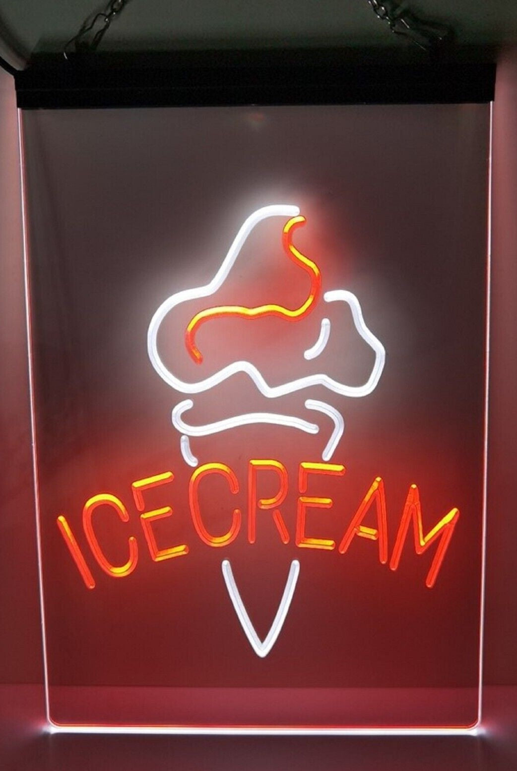 Ice Cream Cone Led Neon Sign Dual Color Ice Cream Smoothie Slushie Store Decor
