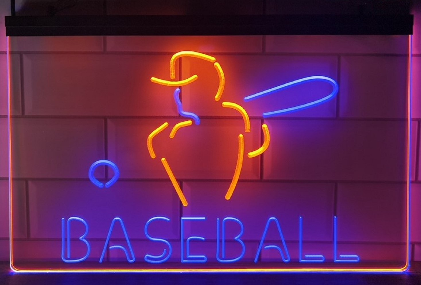 Baseball Led Neon Sign Dual Color Wall Hanging Or Desktop Decor