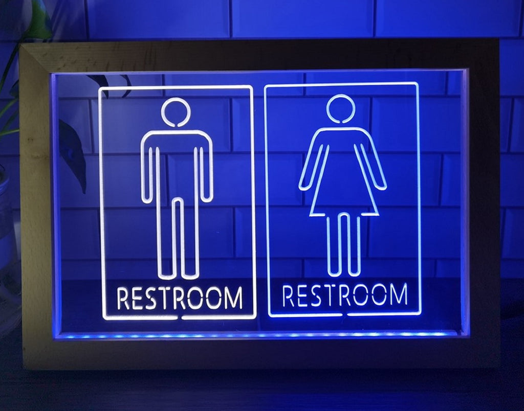 Male Female Restroom Led Neon Sign Framed Store Restaurant Coffee Shop Office Decor