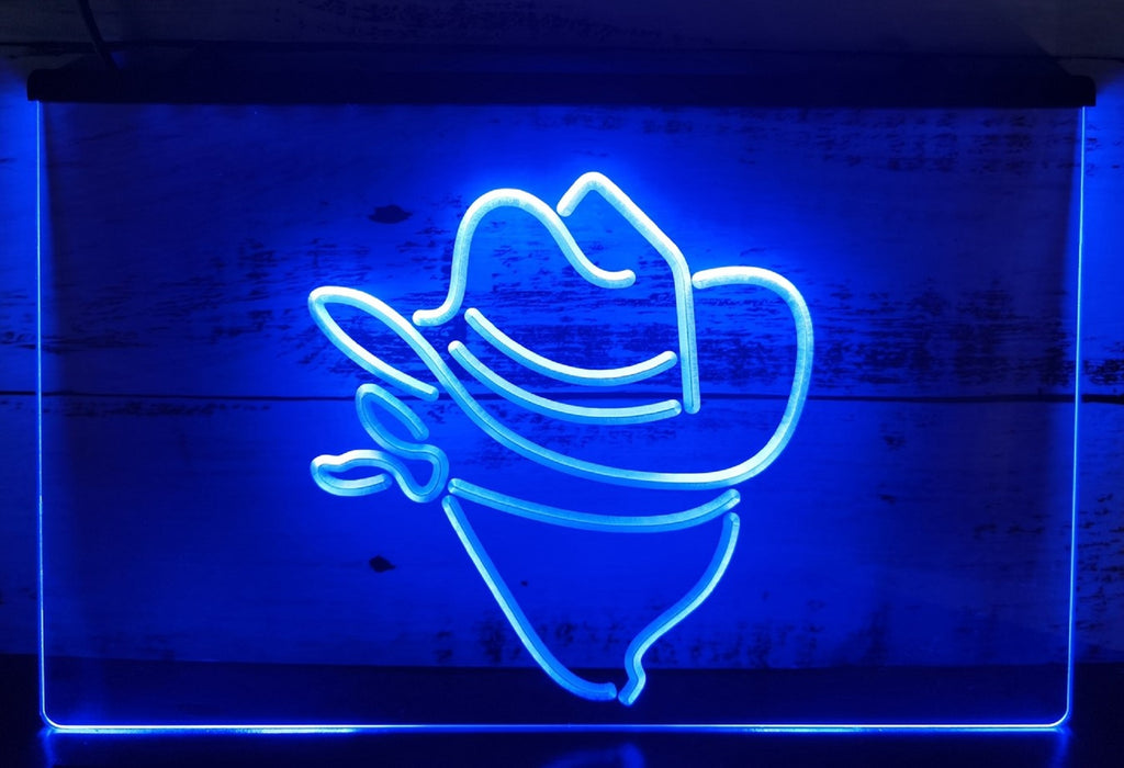 Cowboy Hat Face Led Neon Sign Home Man Cave Cowboys Ranch Room Decor