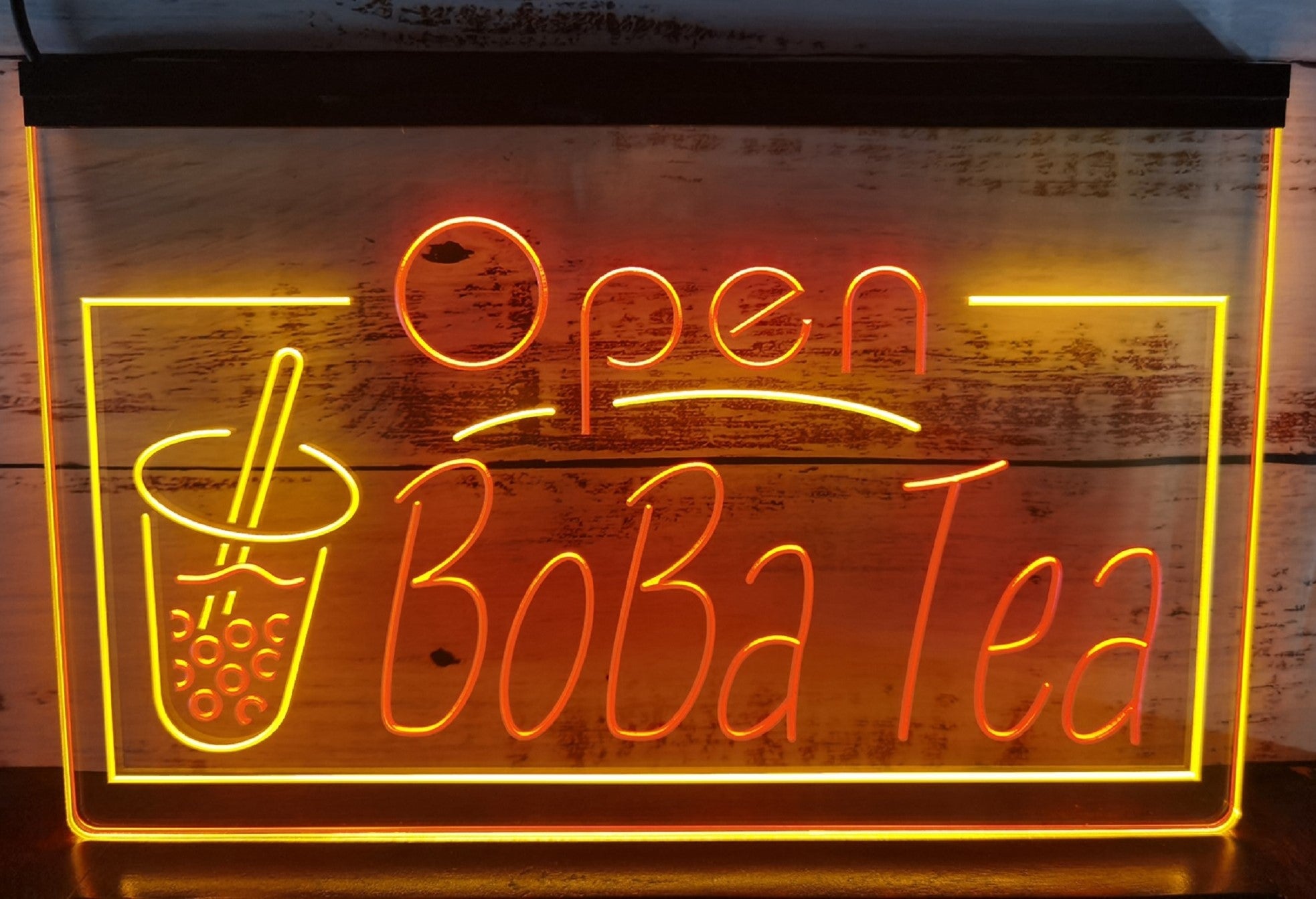 Open Boba Tea Led Neon Sign Dual Color Bubble Boba Tea Shop Decor