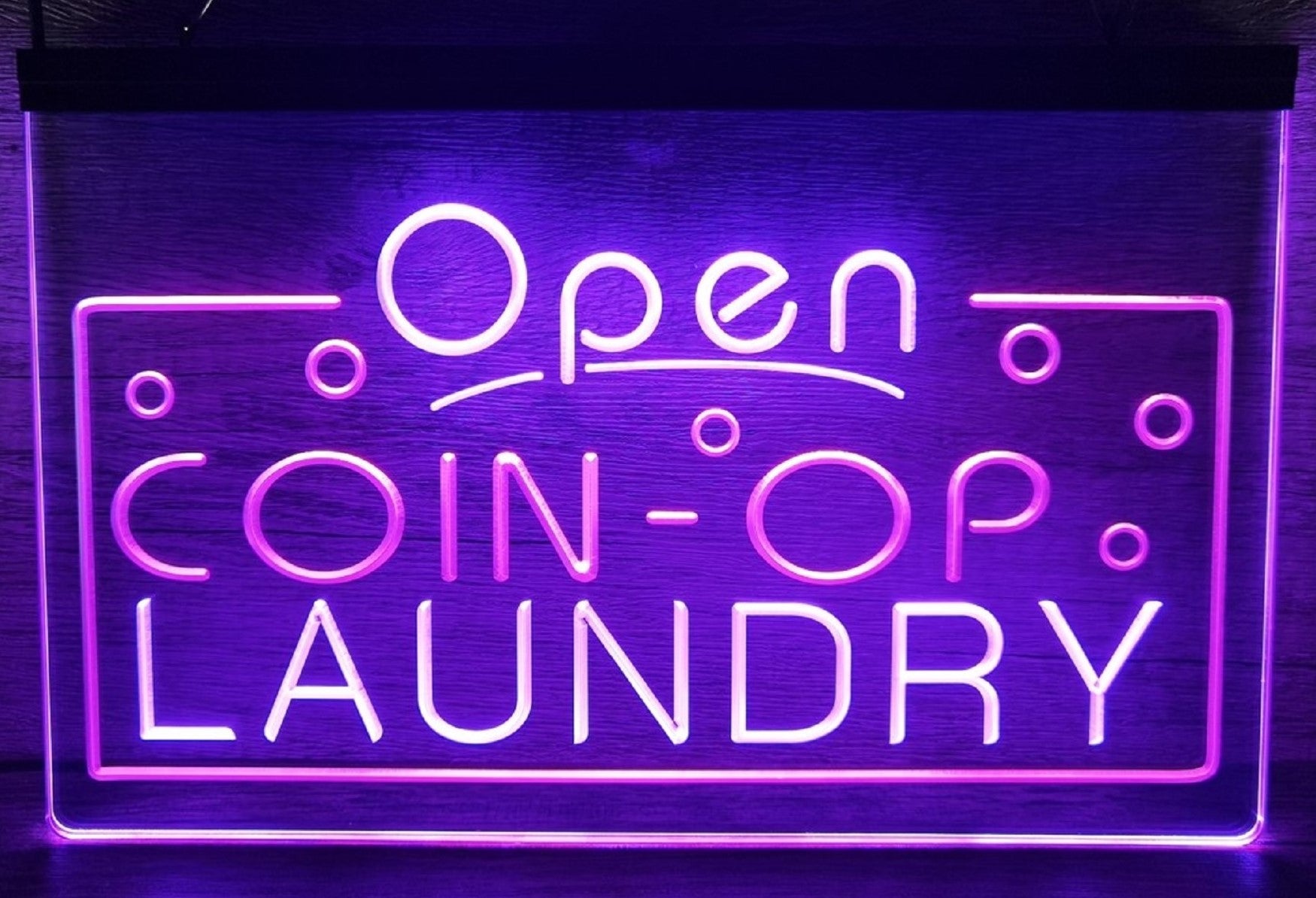 Coin-Op Laundry Led Neon Sign Dual Color Laundromat Shop Decor Wall Or Desktop