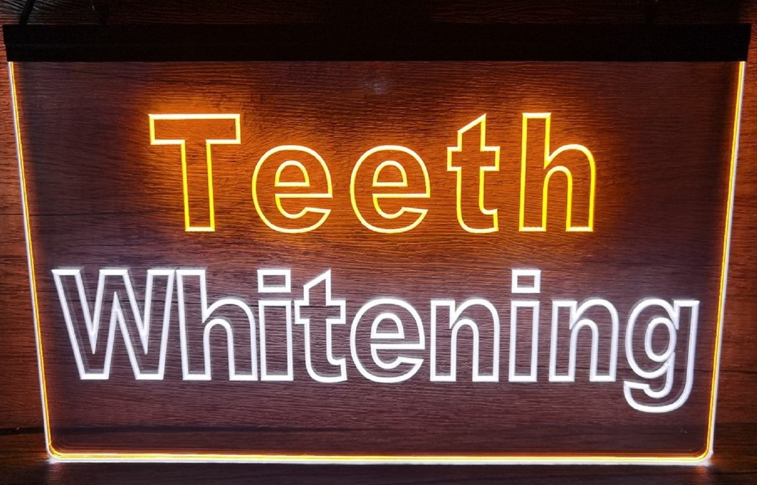 Teeth Whitening Led Neon Sign Dual Color Dental Clinic Decor Wall Hanging OR Desktop