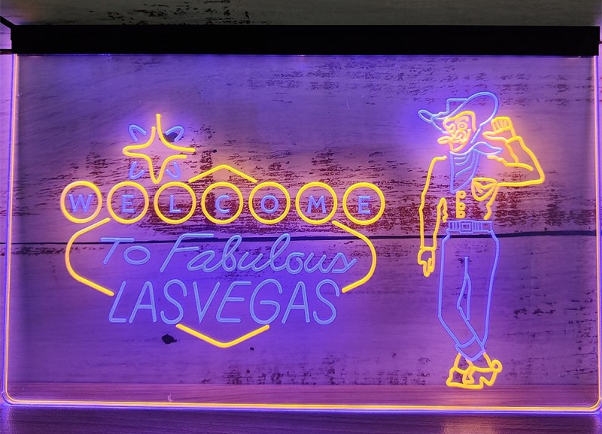 Cowboys Welcome To Fabulous Las vegas Led Neon Sign Dual Color