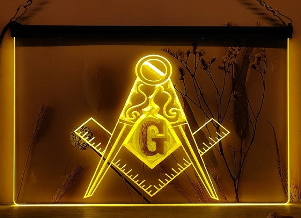 Freemason Masonic Led Neon Sign Wall Hanging Or Desktop Decor