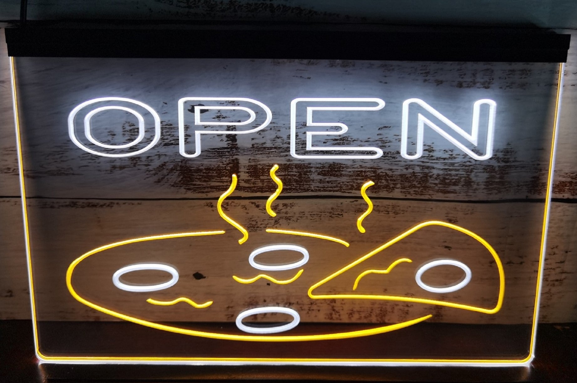 Open Hot Pizza Led Neon Sign Dual Color Pizzeria Restaurant Wall Hanging Decor