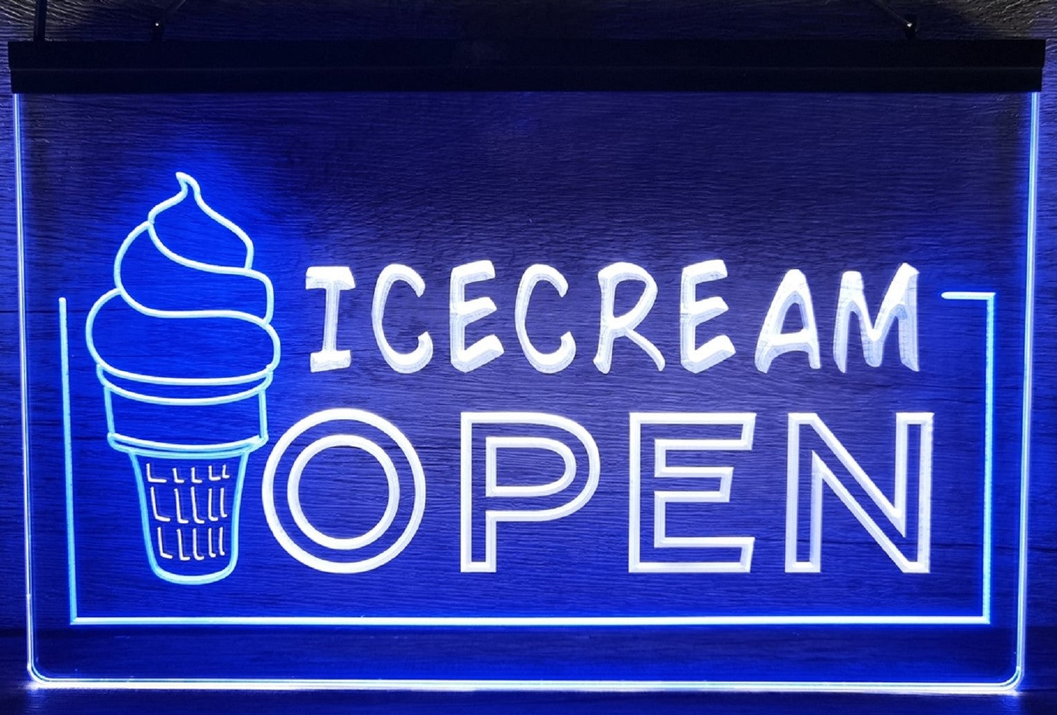 Ice Cream Open Led Neon Sign Dual Color Ice Cream Smoothie Slushie Store Decor