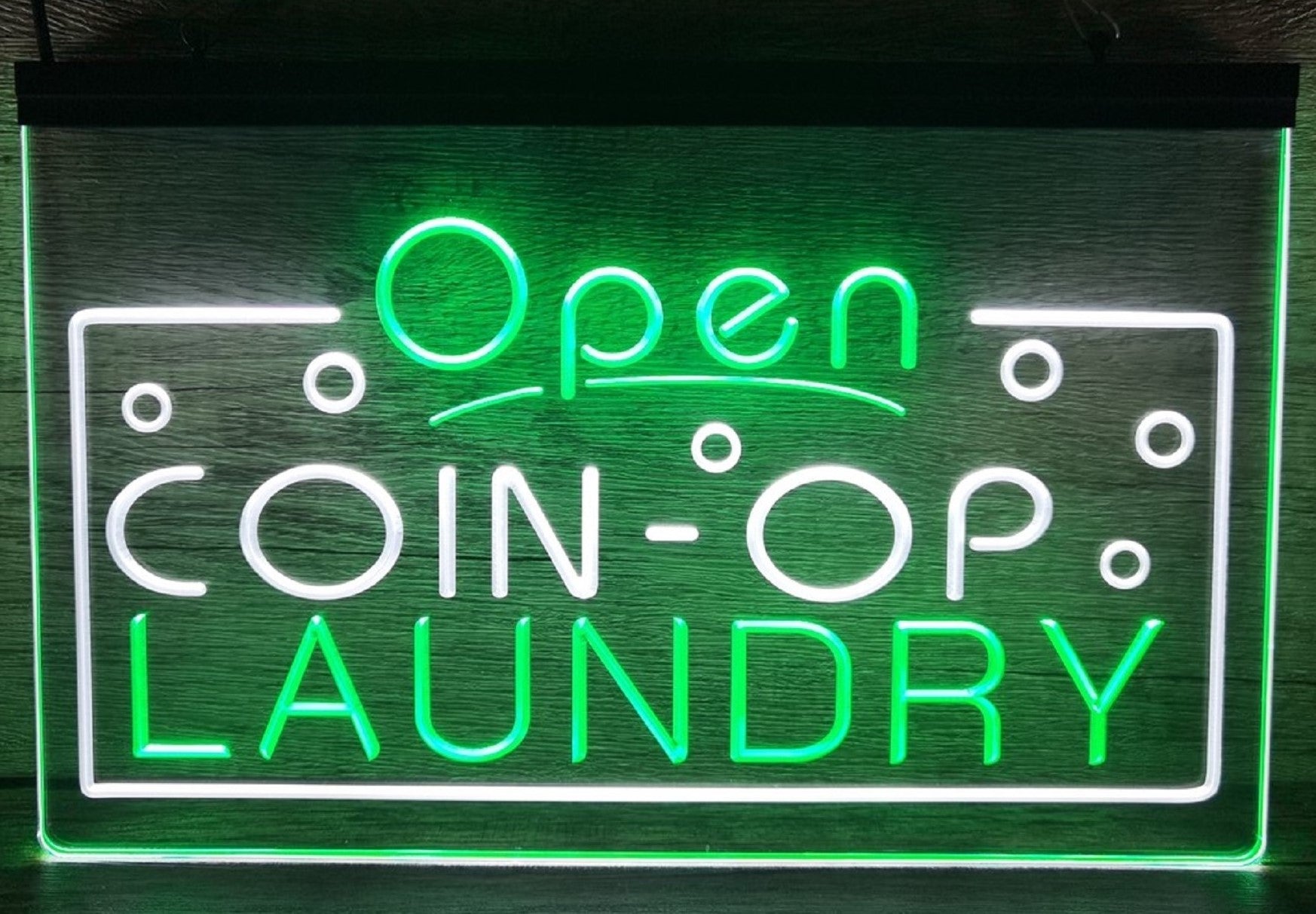 Coin-Op Laundry Led Neon Sign Dual Color Laundromat Shop Decor Wall Or Desktop