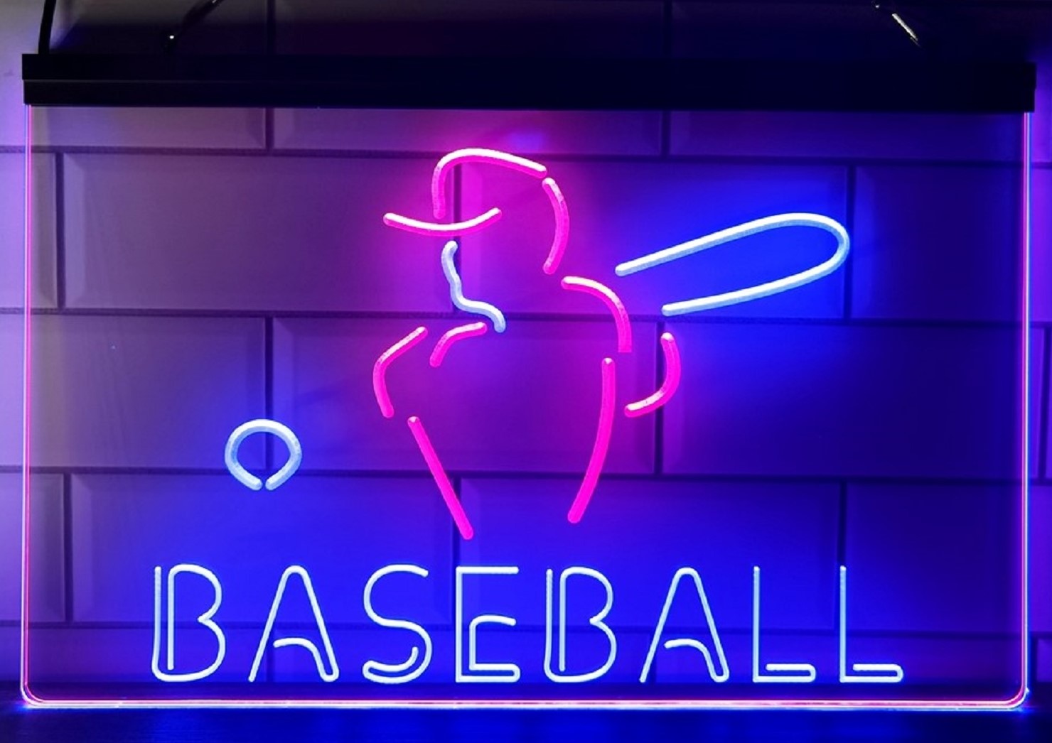 Baseball Led Neon Sign Dual Color Wall Hanging Or Desktop Decor