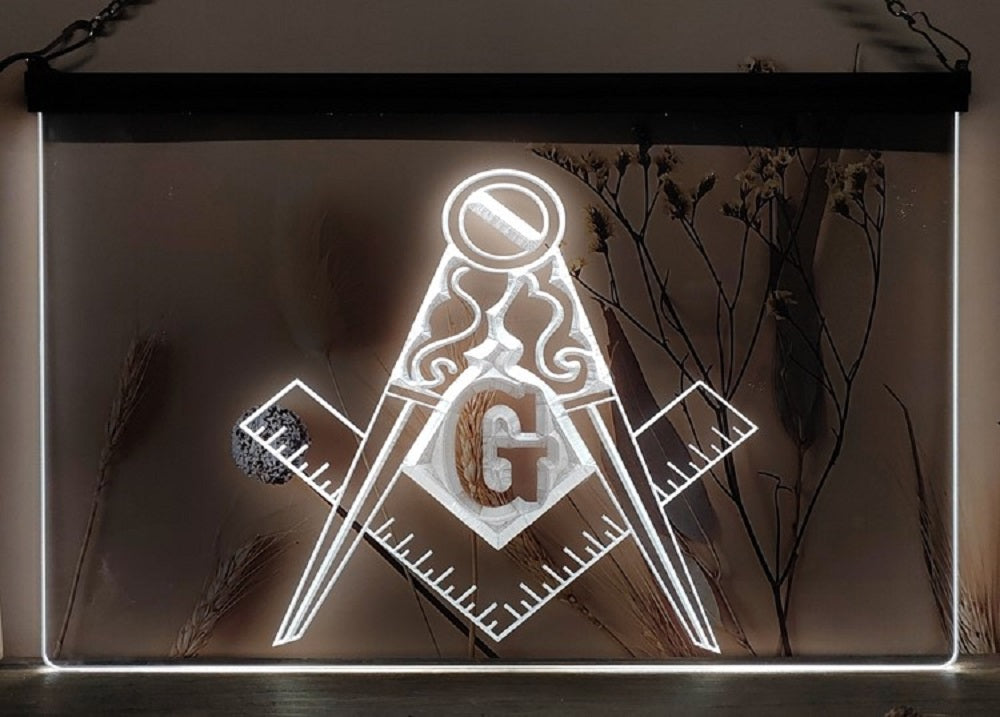 Freemason Masonic Led Neon Sign Wall Hanging Or Desktop Decor